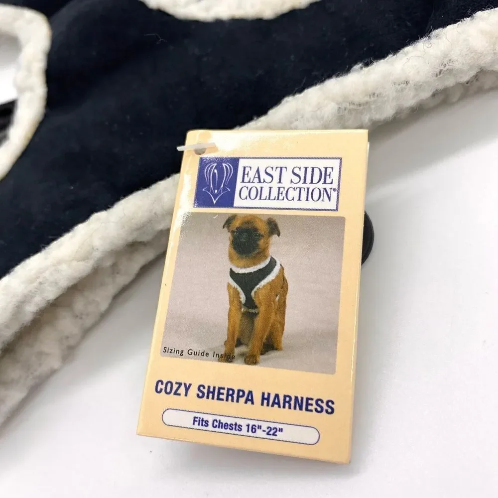 East Side Collection Cozy Sherpa Dog Pet Harness Faux Suede Size Medium Black